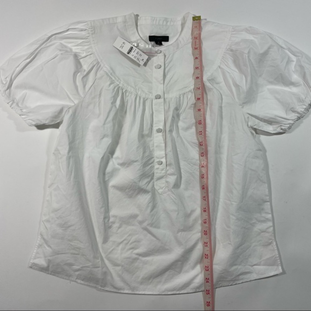New J Crew Puff Sleeve Cotton Poplin Top Blouse White Small - Picture 8 of 8
